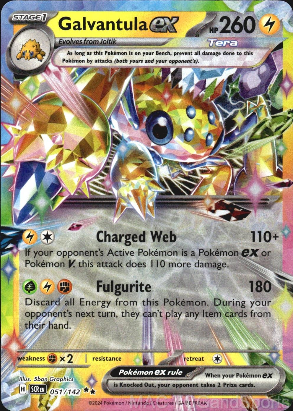 Galvantula ex 051/142 Holo Stellar Crown Pokemon TCG NM