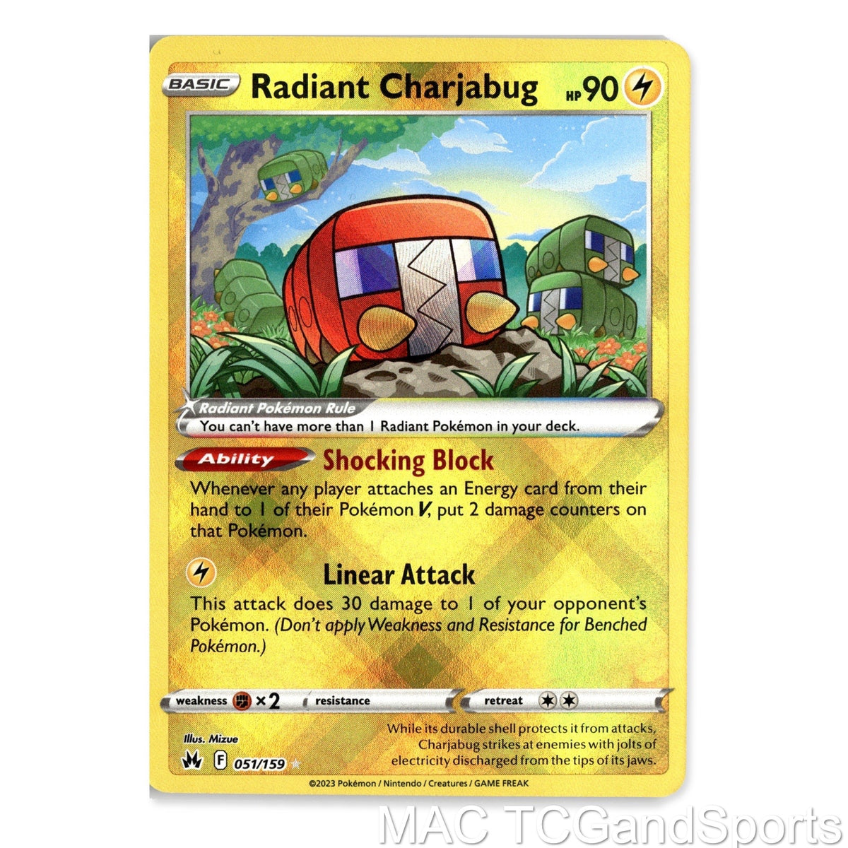 Radiant Charjabug 051/159 Holo Crown Zenith Pokemon TCG NM