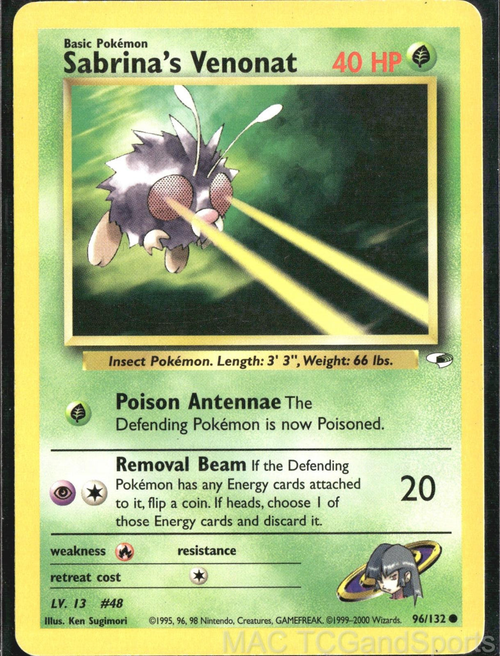 Sabrina's Venonat 96/132 Unlimited Gym Heroes Pokemon TCG LP