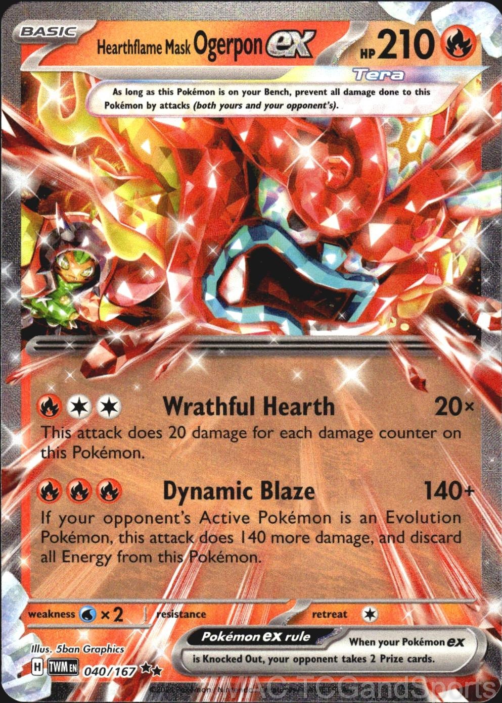 Hearthflame Mask Ogerpon ex 040/167 Holo Twilight Masquerade Pokemon TCG NM