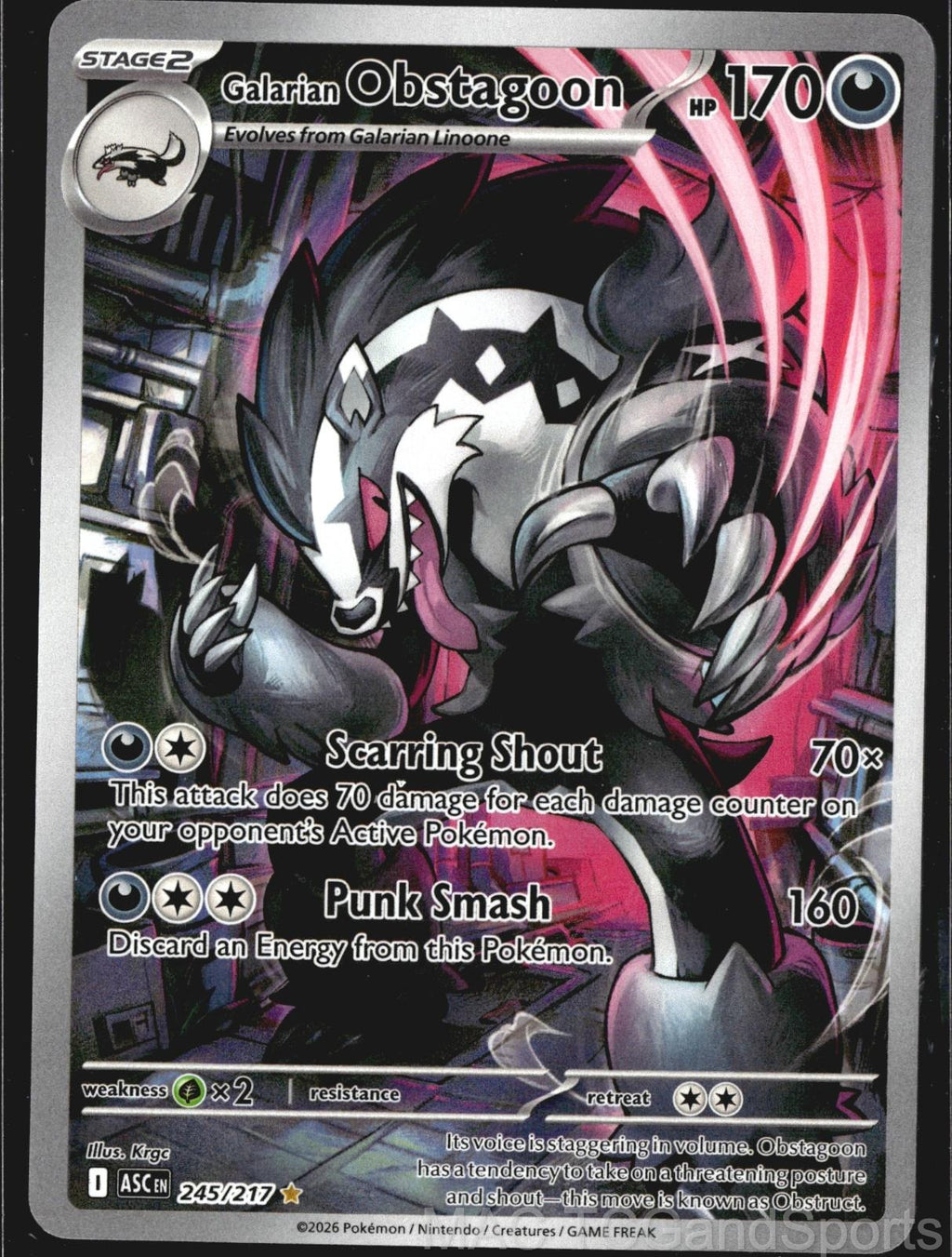 Galarian Obstagoon 245/217 Holo Ascended Heroes Pokemon TCG NM