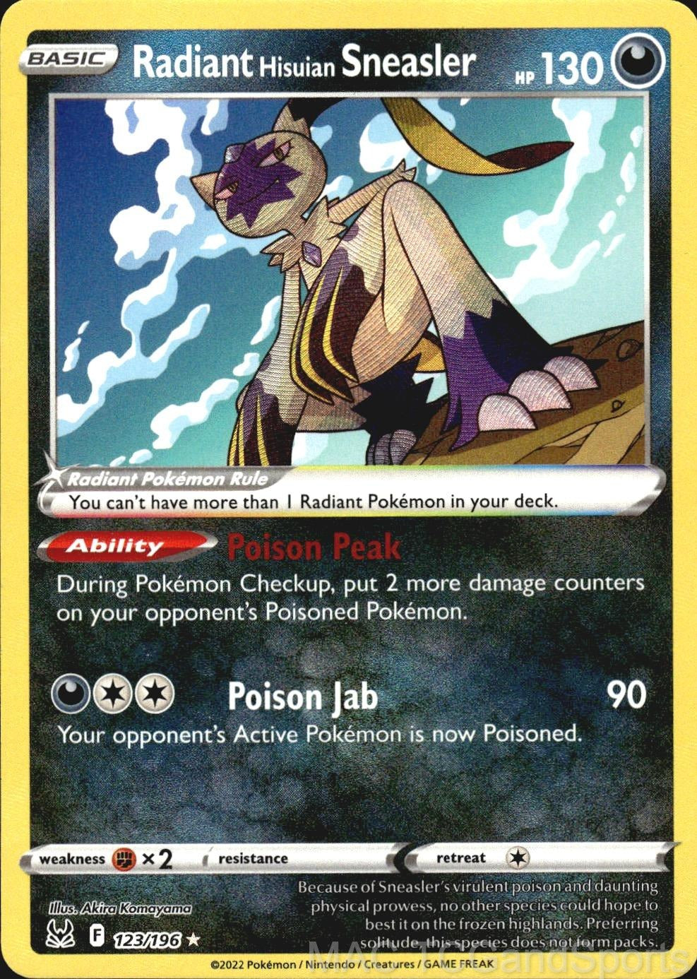 Radiant Hisuian Sneasler 123/196 Holo Lost Origin Pokemon TCG NM