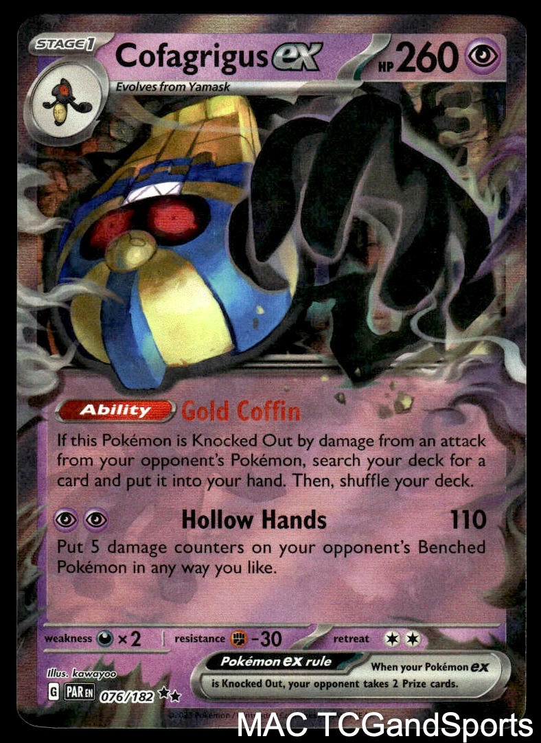 Cofagrigus ex 076/182 Holo Paradox Rift Pokemon TCG NM