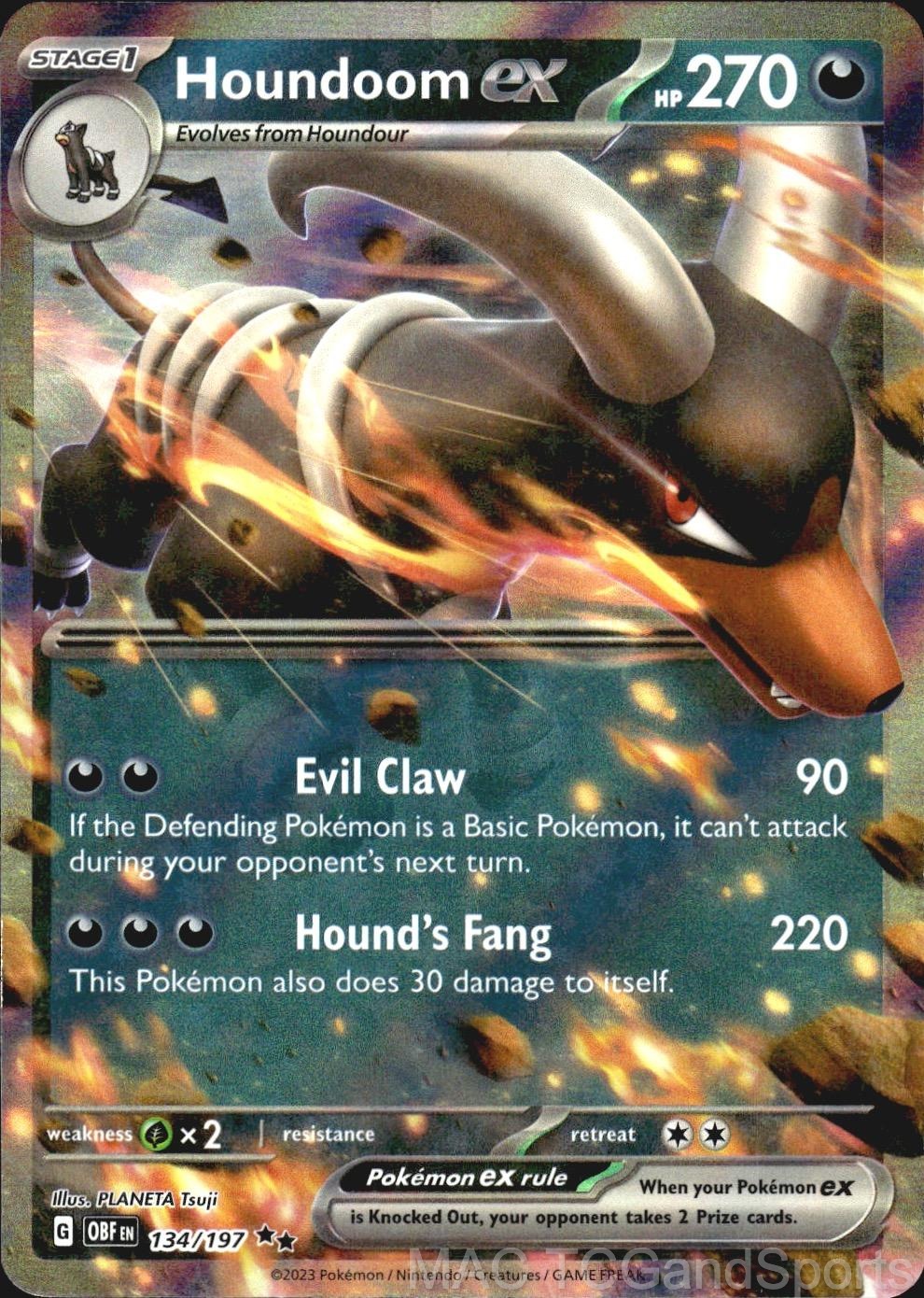 Houndoom ex 134/197 Holo Obsidian Flames Pokemon TCG NM
