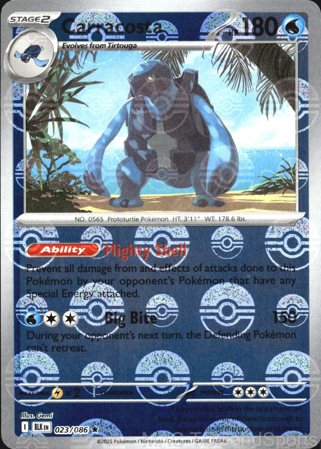 Carracosta (Poke Ball Pattern) 023/086 Holo Black Bolt Pokemon TCG NM