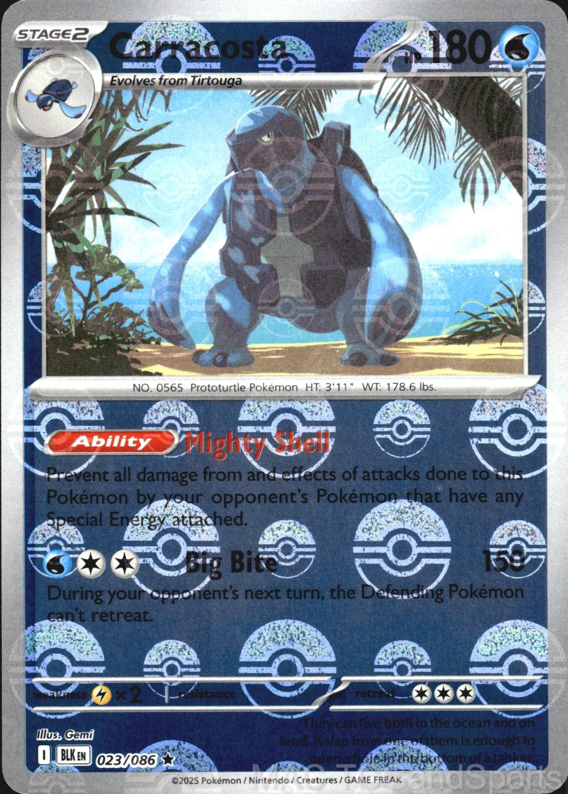 Carracosta (Poke Ball Pattern) 023/086 Holo Black Bolt Pokemon TCG NM
