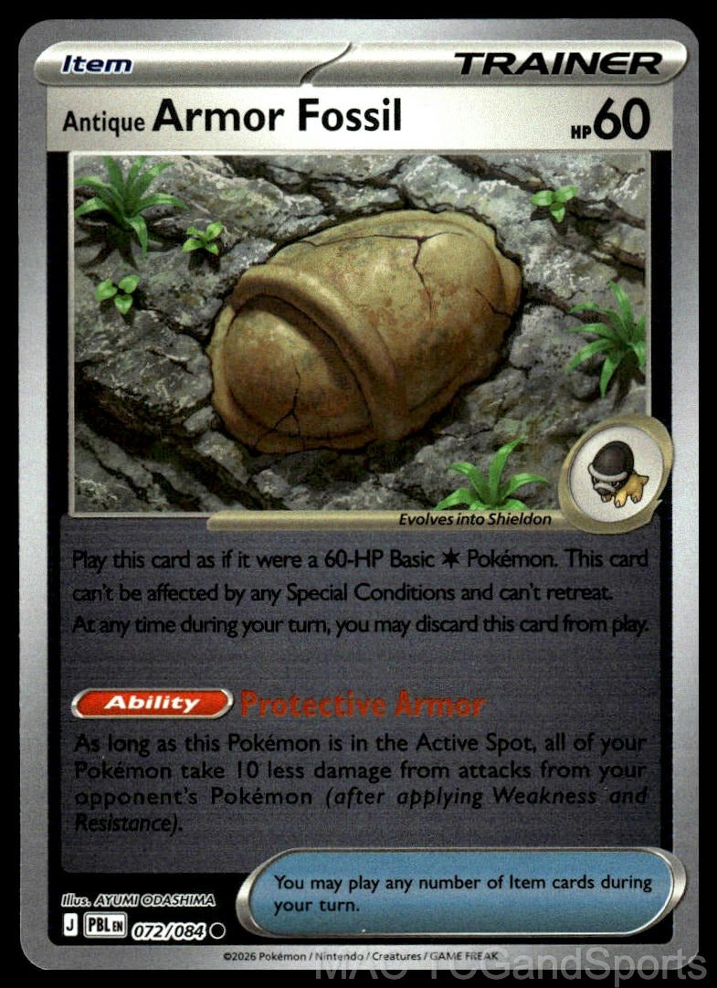 Antique Armor Fossil 072/084 Reverse Holo