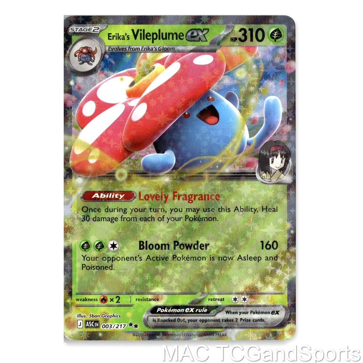 Erika's Vileplume ex 003/217 Holo Ascended Heroes Pokemon TCG NM