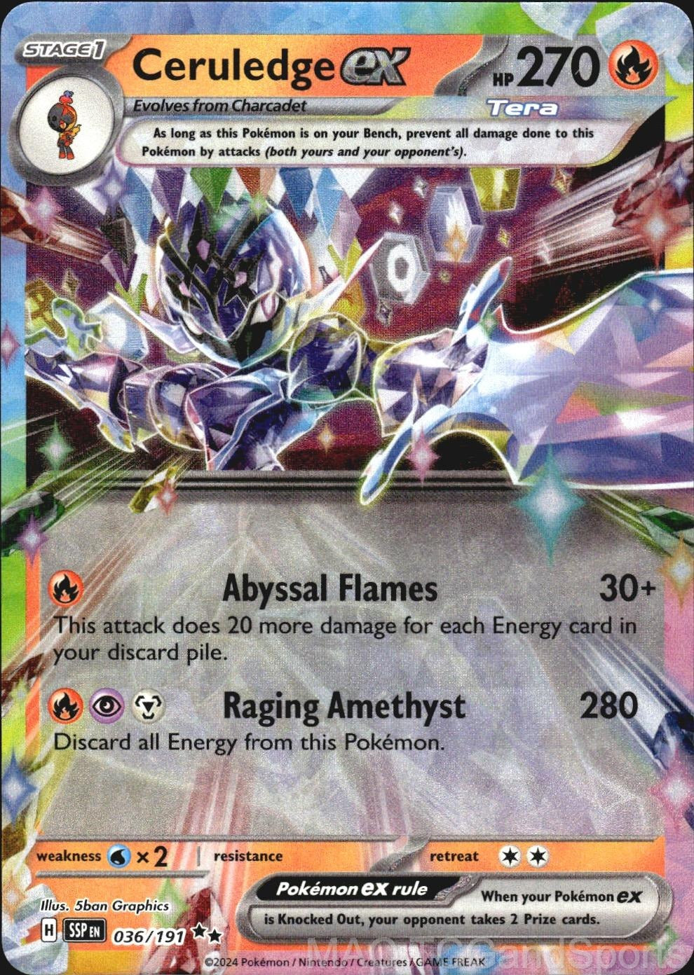 Ceruledge ex 036/191 Holo Surging Sparks Pokemon TCG NM