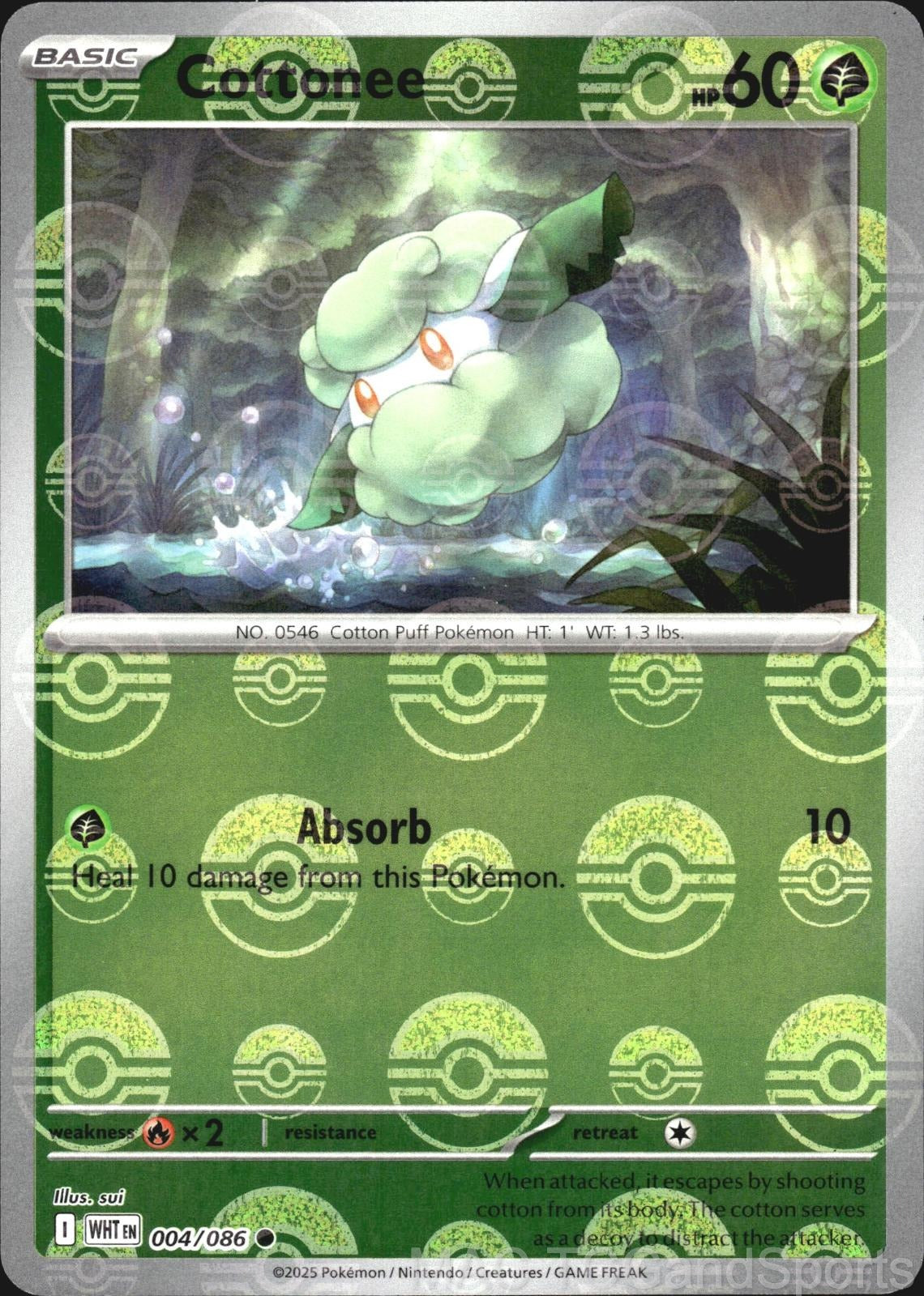 Cottonee (Poke Ball Pattern) 004/086 Holo White Flare Pokemon TCG NM