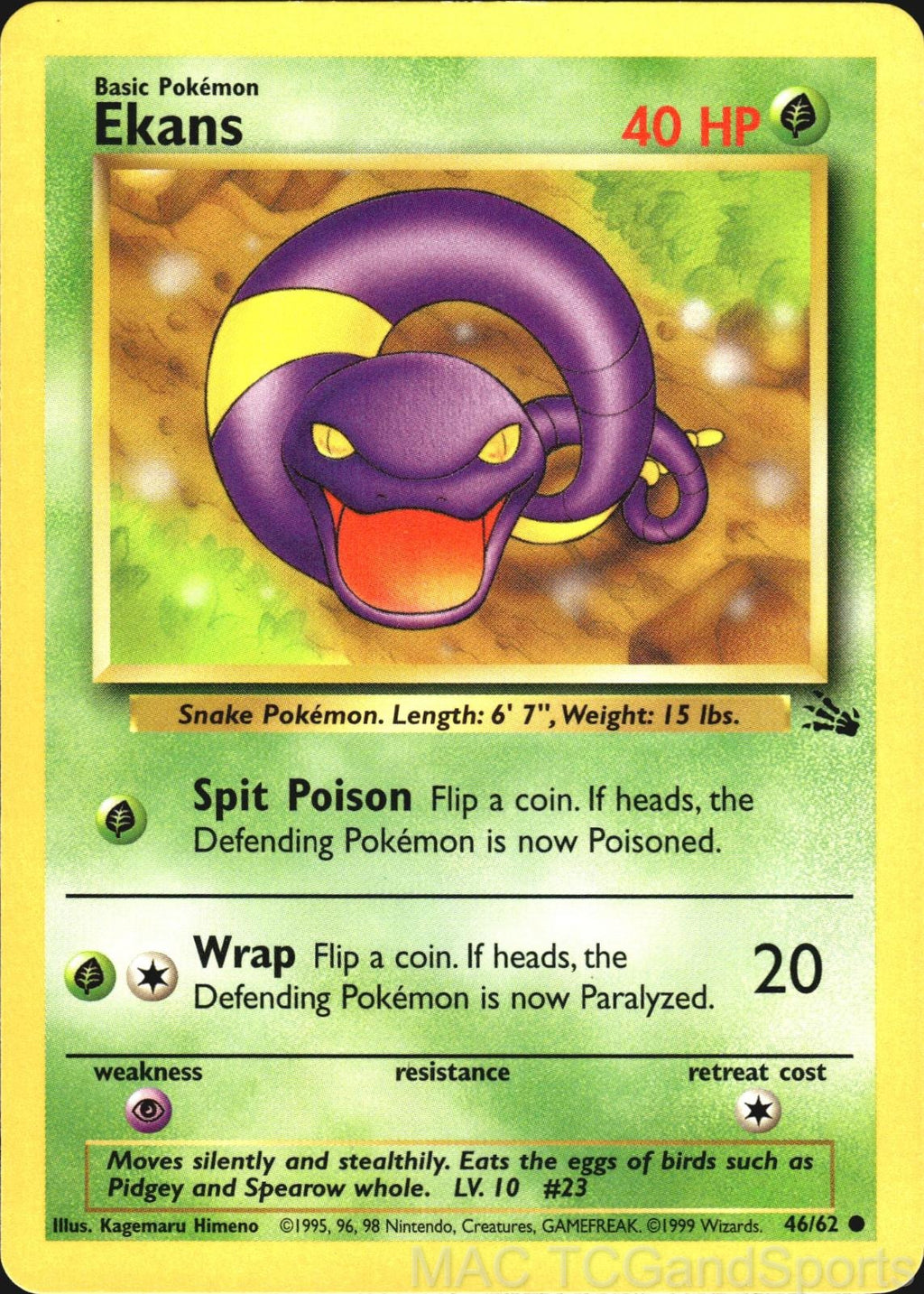 Ekans 46/62 Unlimited Fossil Pokemon TCG LP