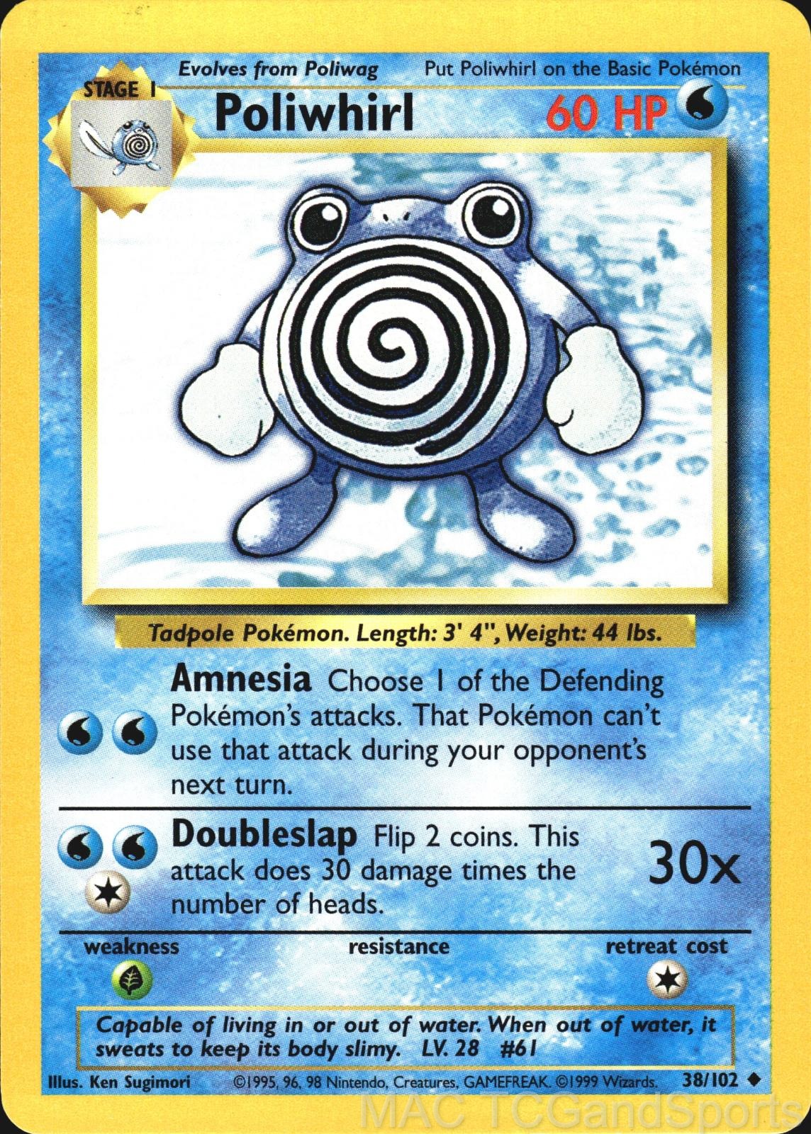Poliwhirl 38/102 Base Set Unlimited Pokemon TCG LP