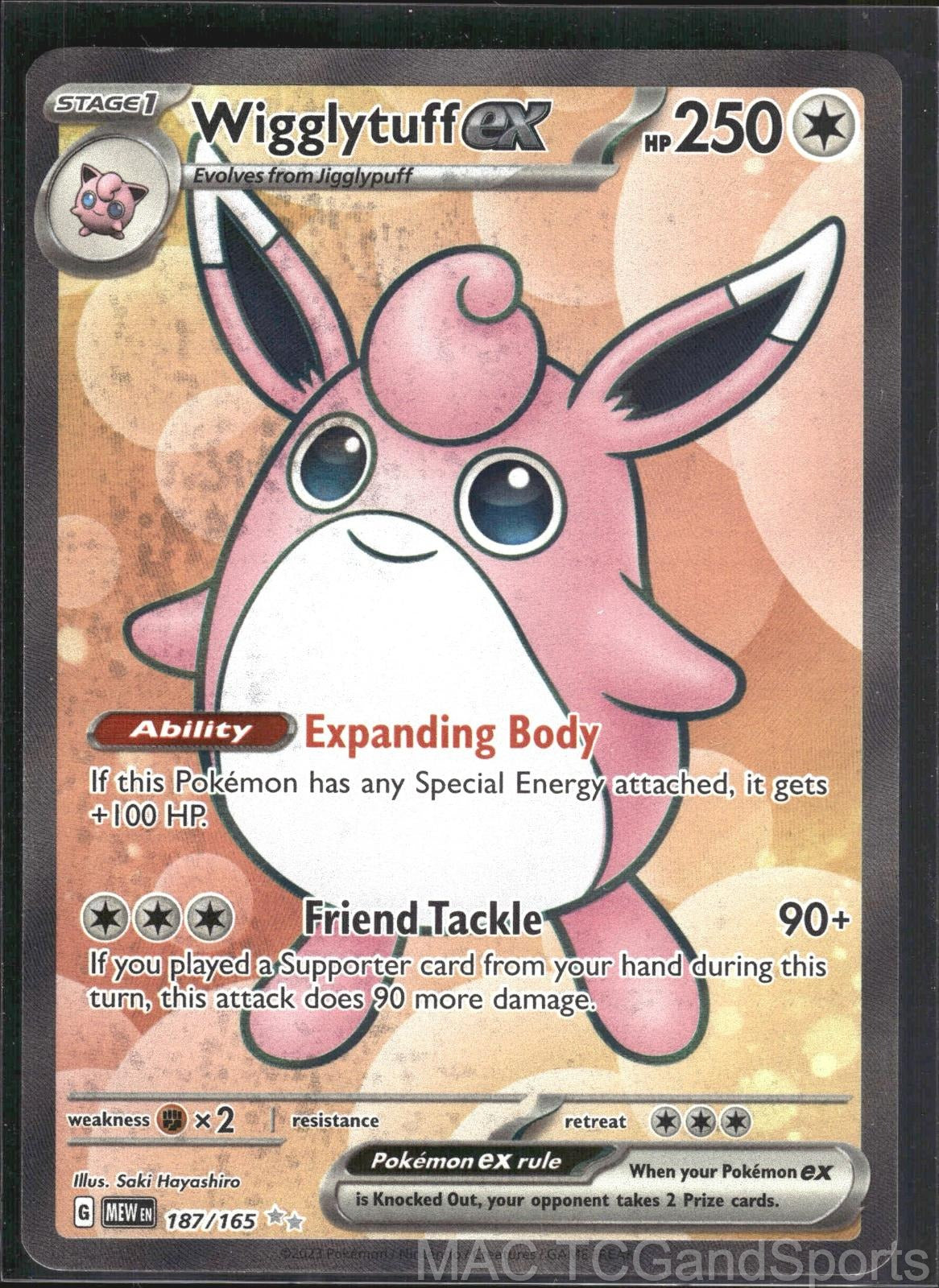 Wigglytuff ex 187/165 Holo 151 Pokemon TCG LP