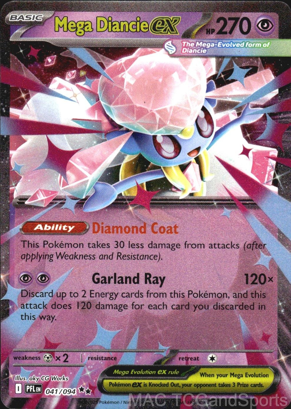 Mega Diancie ex 041/094 Holo Phantasmal Flames Pokemon TCG NM
