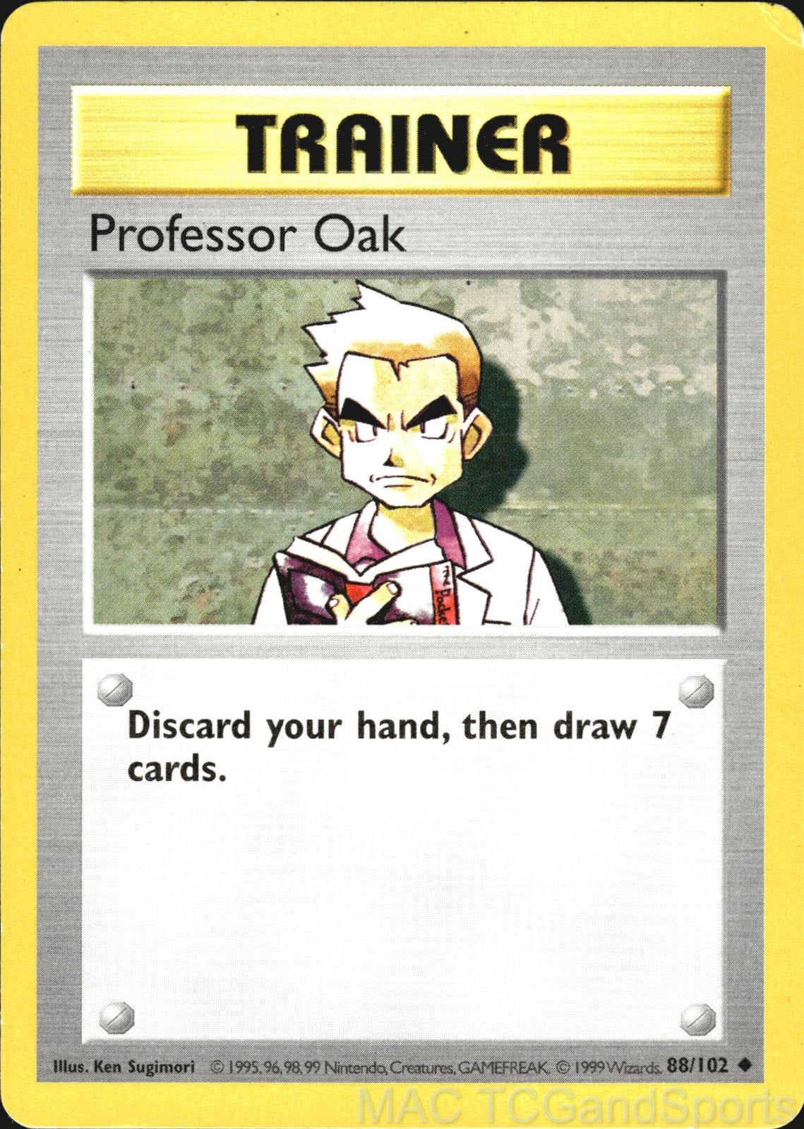 Professor Oak 88/102 Unlimited Base Set Shadowless Pokemon TCG LP