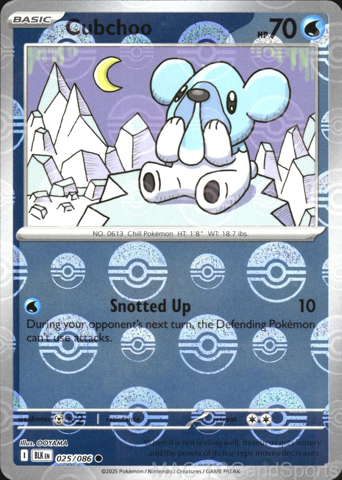 Cubchoo (Poke Ball Pattern) 025/086 Holo Black Bolt Pokemon TCG NM