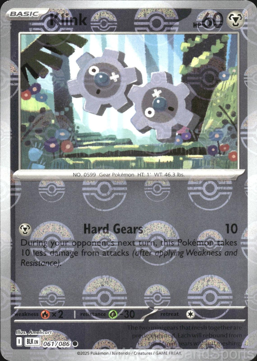Klink (Poke Ball Pattern) 061/086 Holo Black Bolt Pokemon TCG NM