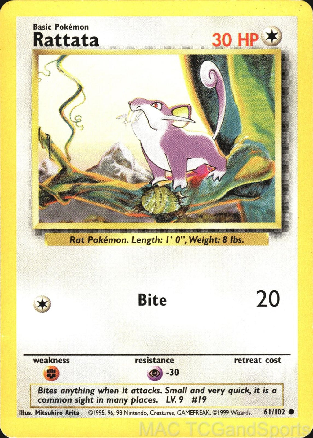 Rattata 61/102 Base Set Unlimited Pokemon TCG LP