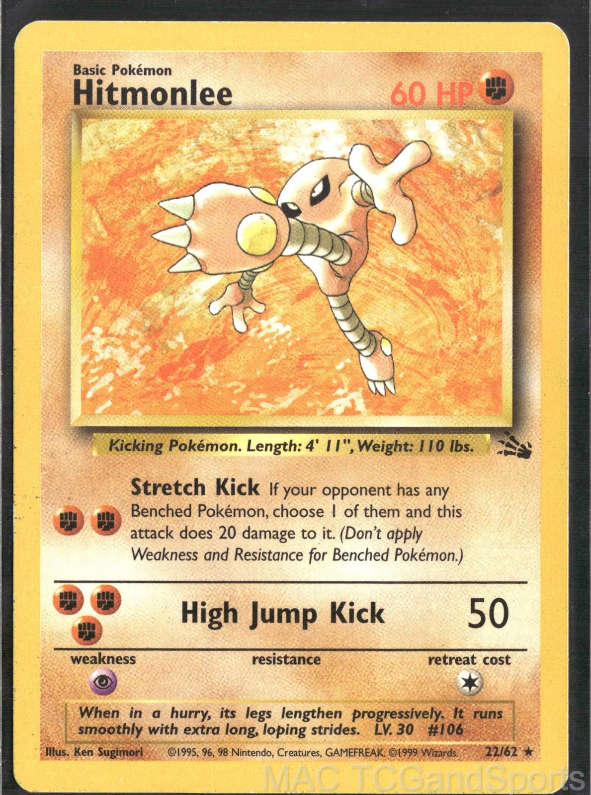 Hitmonlee 22/62 Unlimited Fossil Pokemon TCG LP