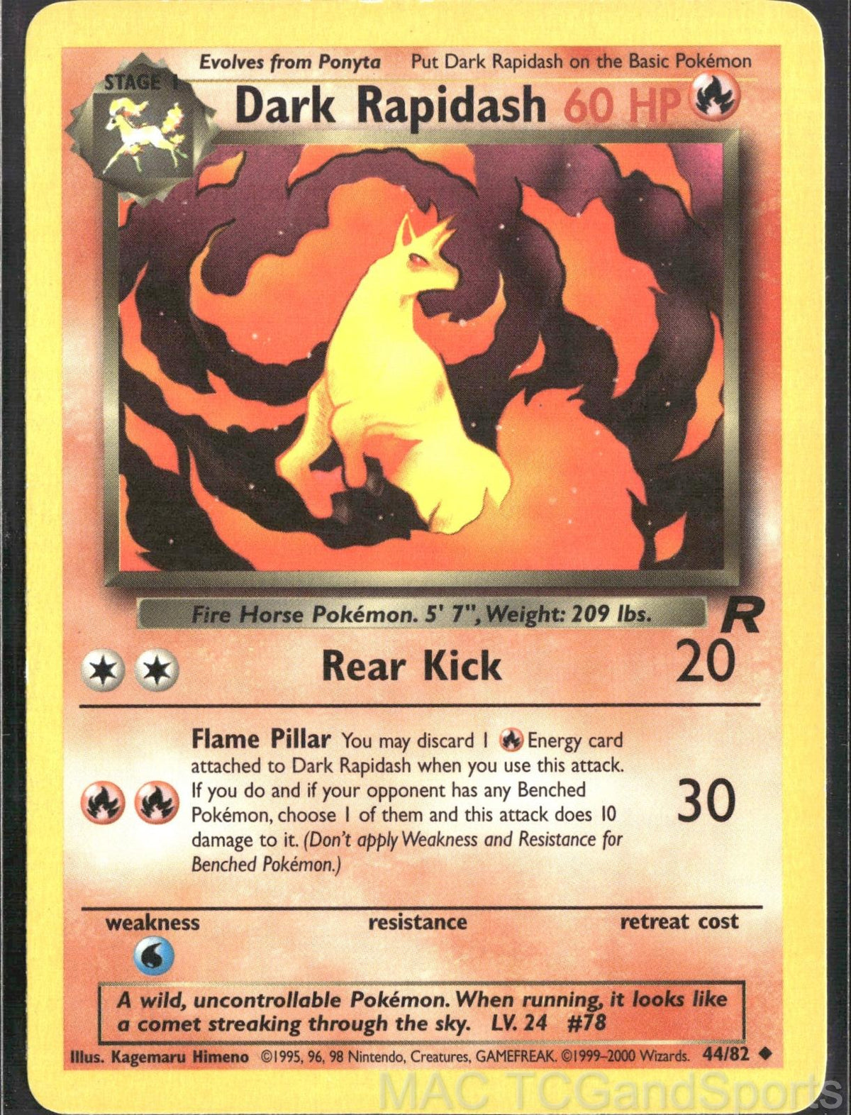 Dark Rapidash 44/82 Unlimited Team Rocket Pokemon TCG MP