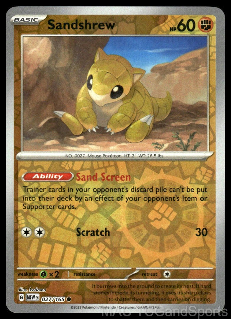Sandshrew 027/165 Reverse Holo