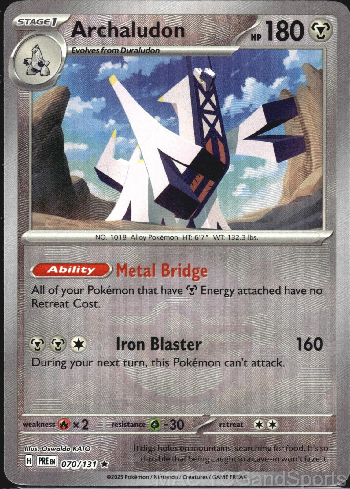 Archaludon (Poke Ball Pattern) 070/131 Holo Prismatic Evolutions Pokemon TCG NM