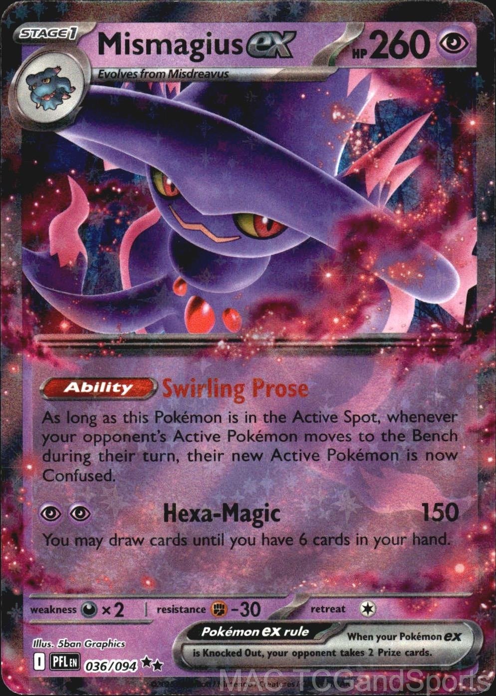 Mismagius ex 036/094 Holo Phantasmal Flames Pokemon TCG NM