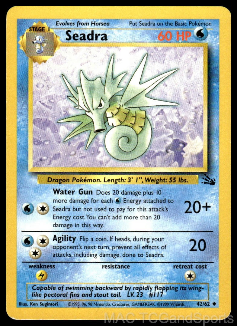 Seadra 42/62 Unlimited Fossil Pokemon TCG LP