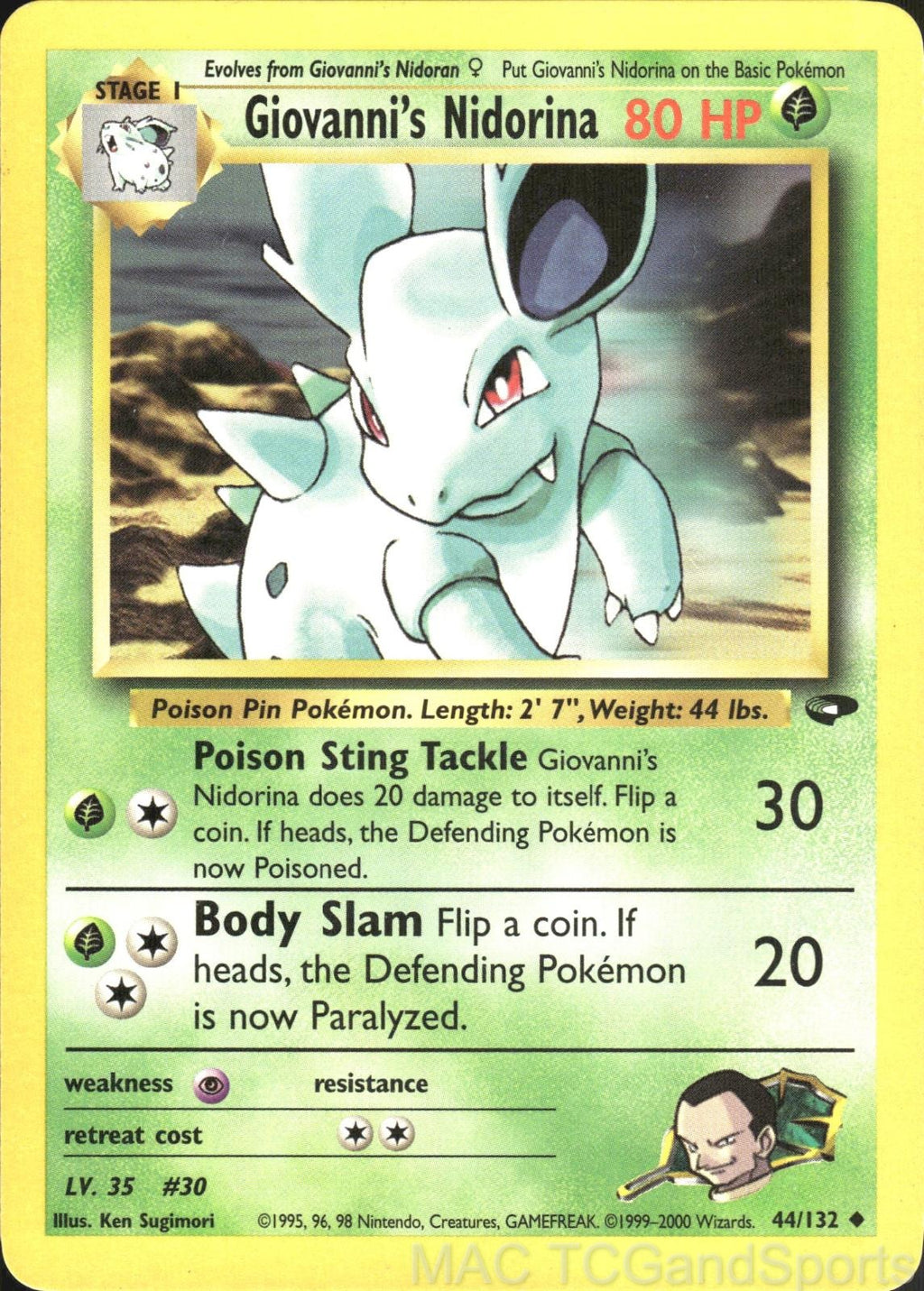 Giovanni's Nidorina 44/132 Unlimited Gym Challenge Pokemon TCG LP