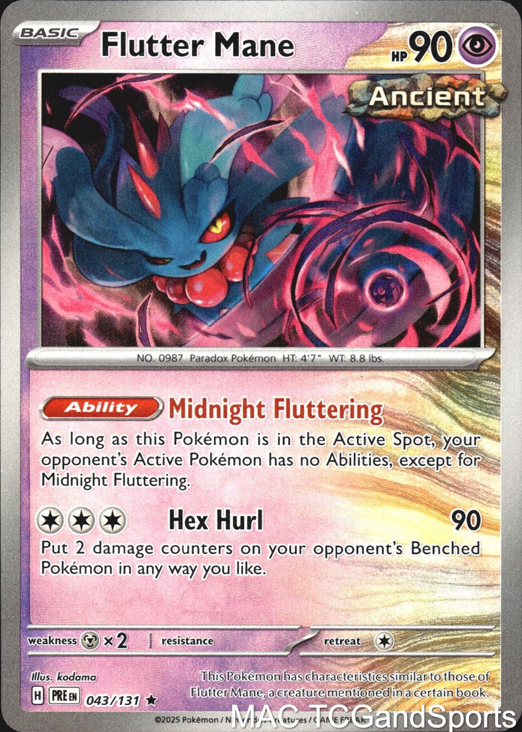 Flutter Mane (Master Ball) 043/131 Holo Prismatic Evolutions Pokemon TCG NM