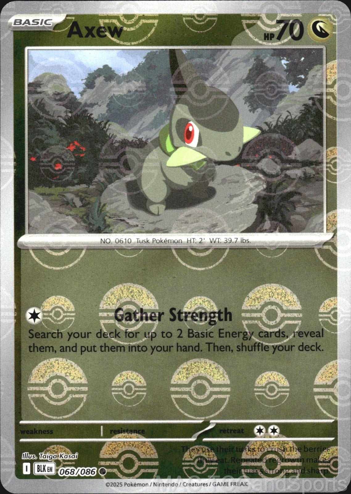 Axew (Poke Ball Pattern) 068/086 Holo Black Bolt Pokemon TCG NM