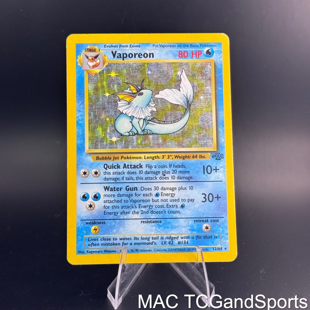 Vaporeon 12/64 Unlimited Holo Jungle Pokemon TCG MP