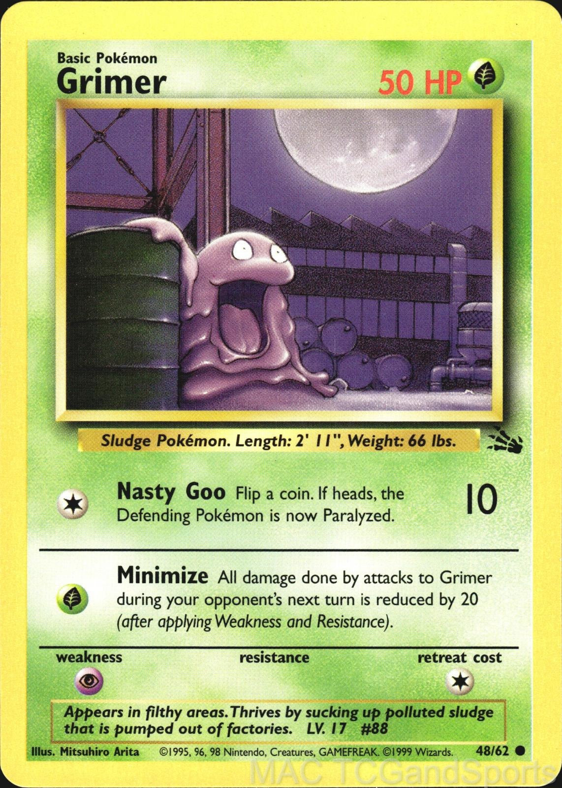 Grimer 48/62 Unlimited Fossil Pokemon TCG LP