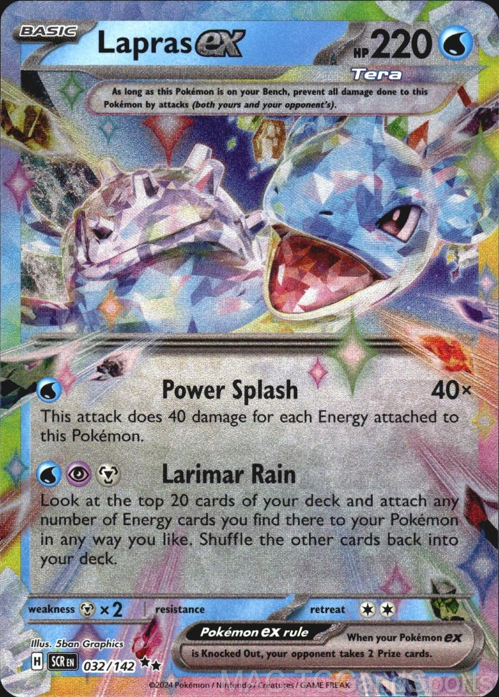 Lapras ex 032/142 Holo Stellar Crown Pokemon TCG NM
