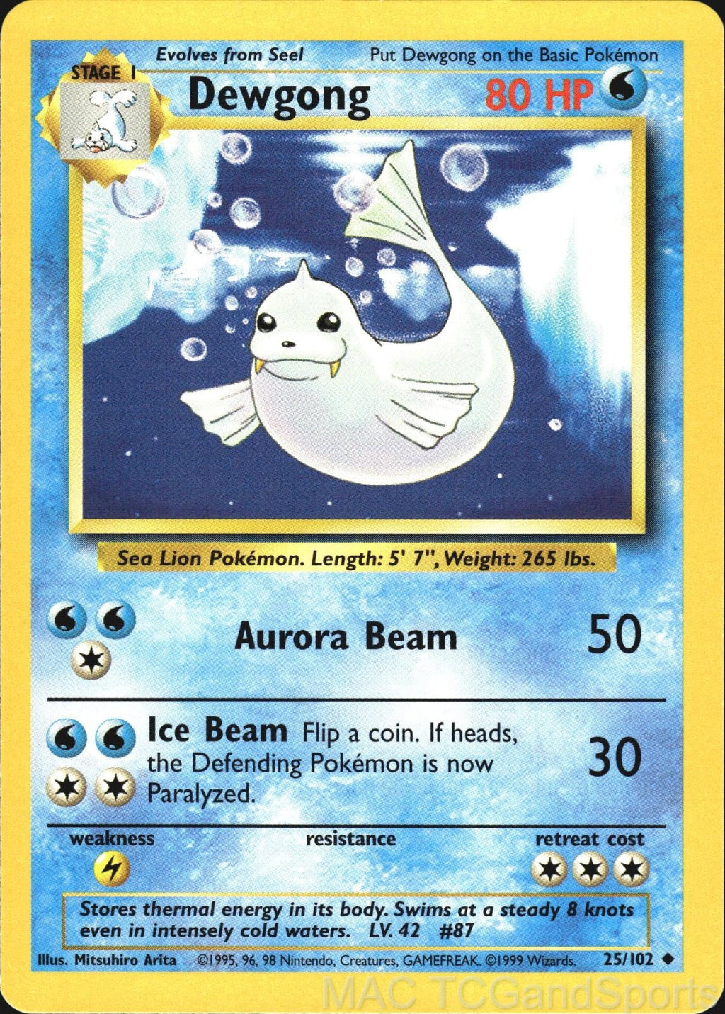 Dewgong 25/102 Base Set Unlimited Pokemon TCG LP