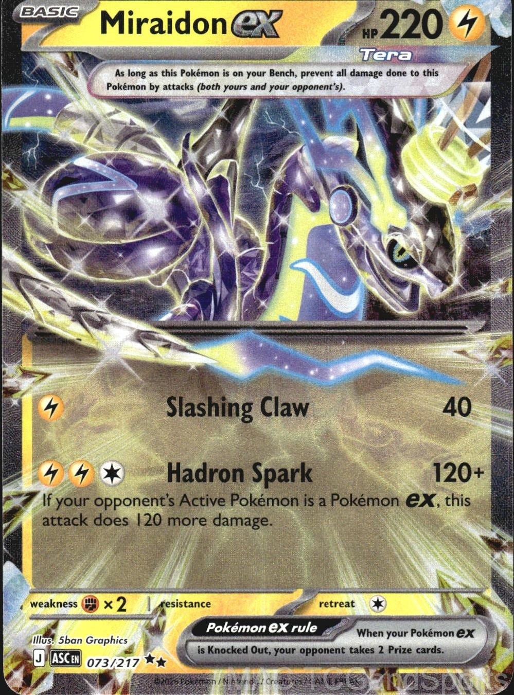 Miraidon ex 073/217 Holo Ascended Heroes Pokemon TCG NM