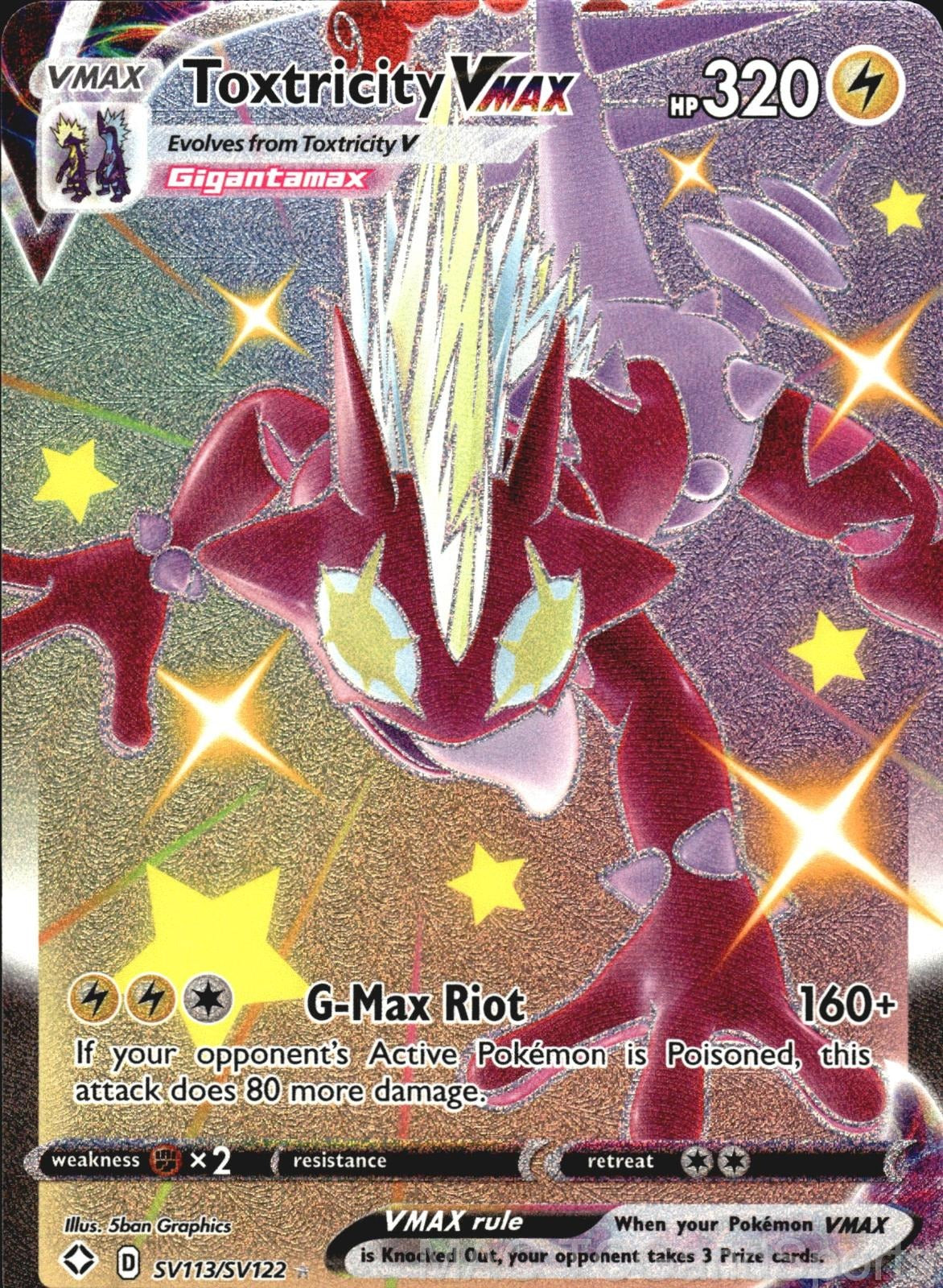 Toxtricity VMAX SV113/SV122 Holo Shining Fates Shiny Vault Pokemon TCG NM