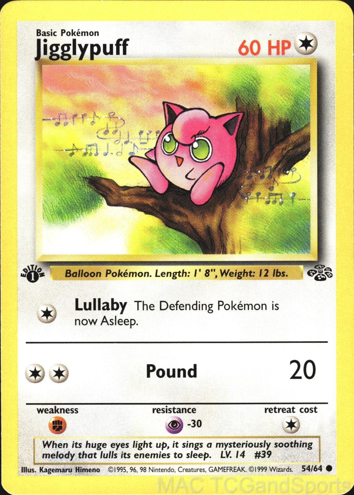 Jigglypuff 54/64 1st Edition Jungle Pokemon TCG LP