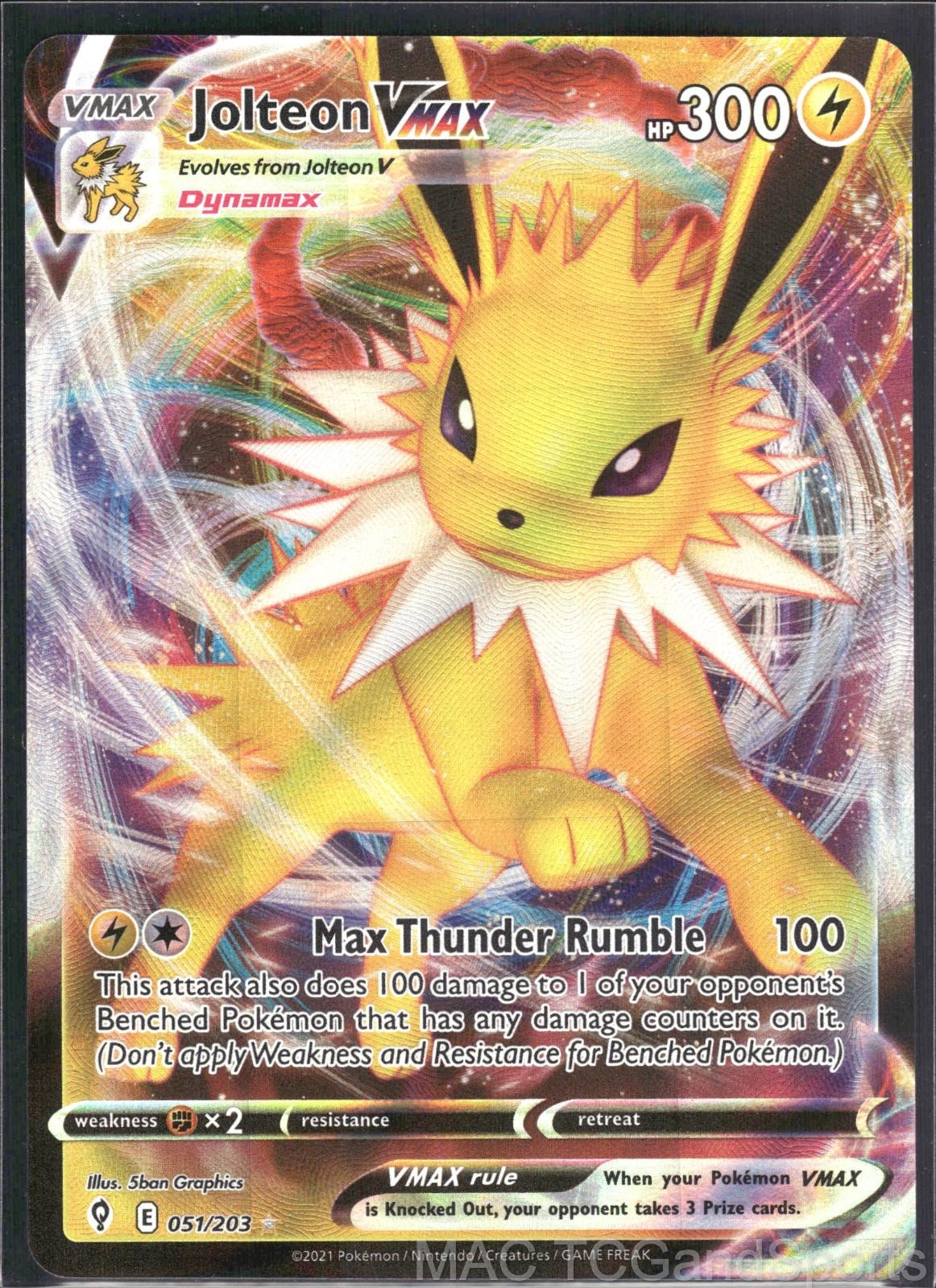 Jolteon VMAX 051/203 Holo Evolving Skies Pokemon TCG NM