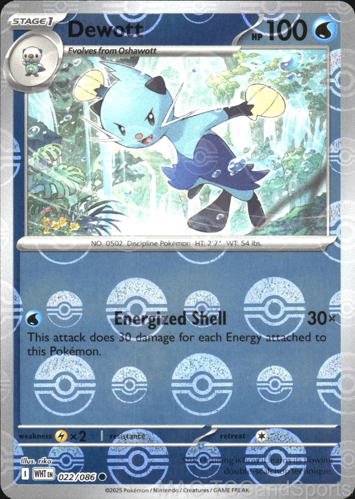 Dewott (Poke Ball Pattern) 022/086 Holo White Flare Pokemon TCG NM