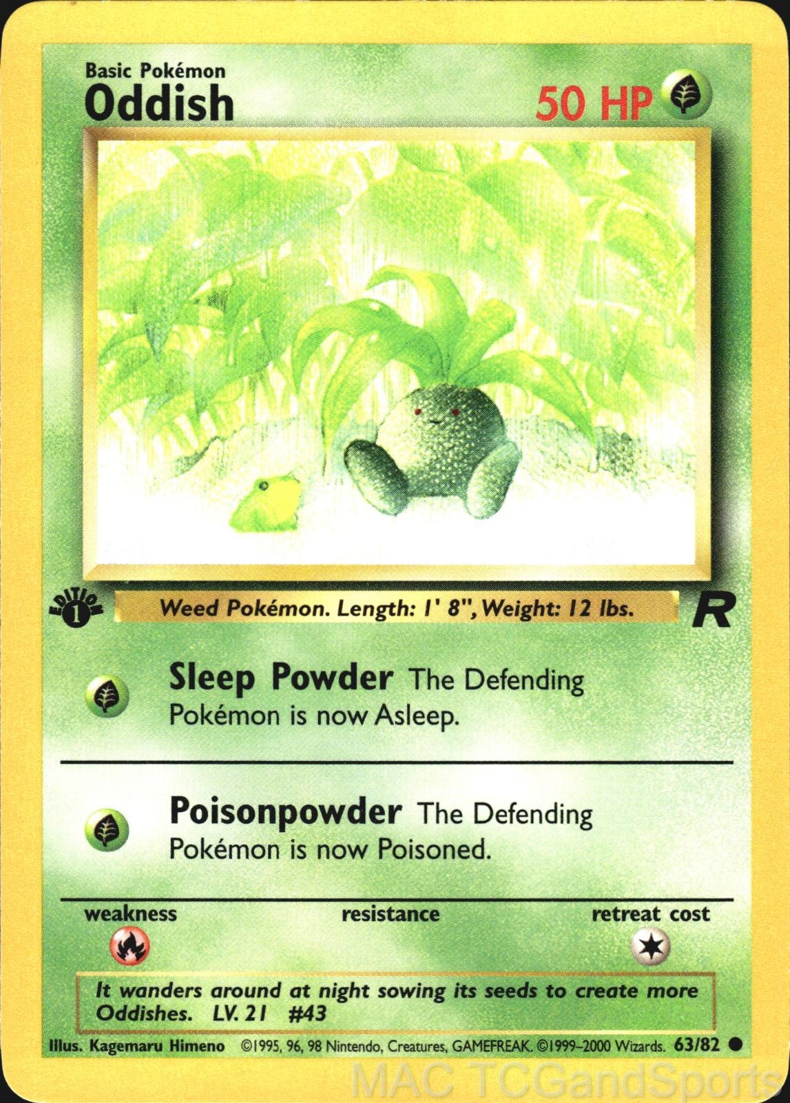 Oddish 63/82 1st Edition Team Rocket Pokemon TCG LP