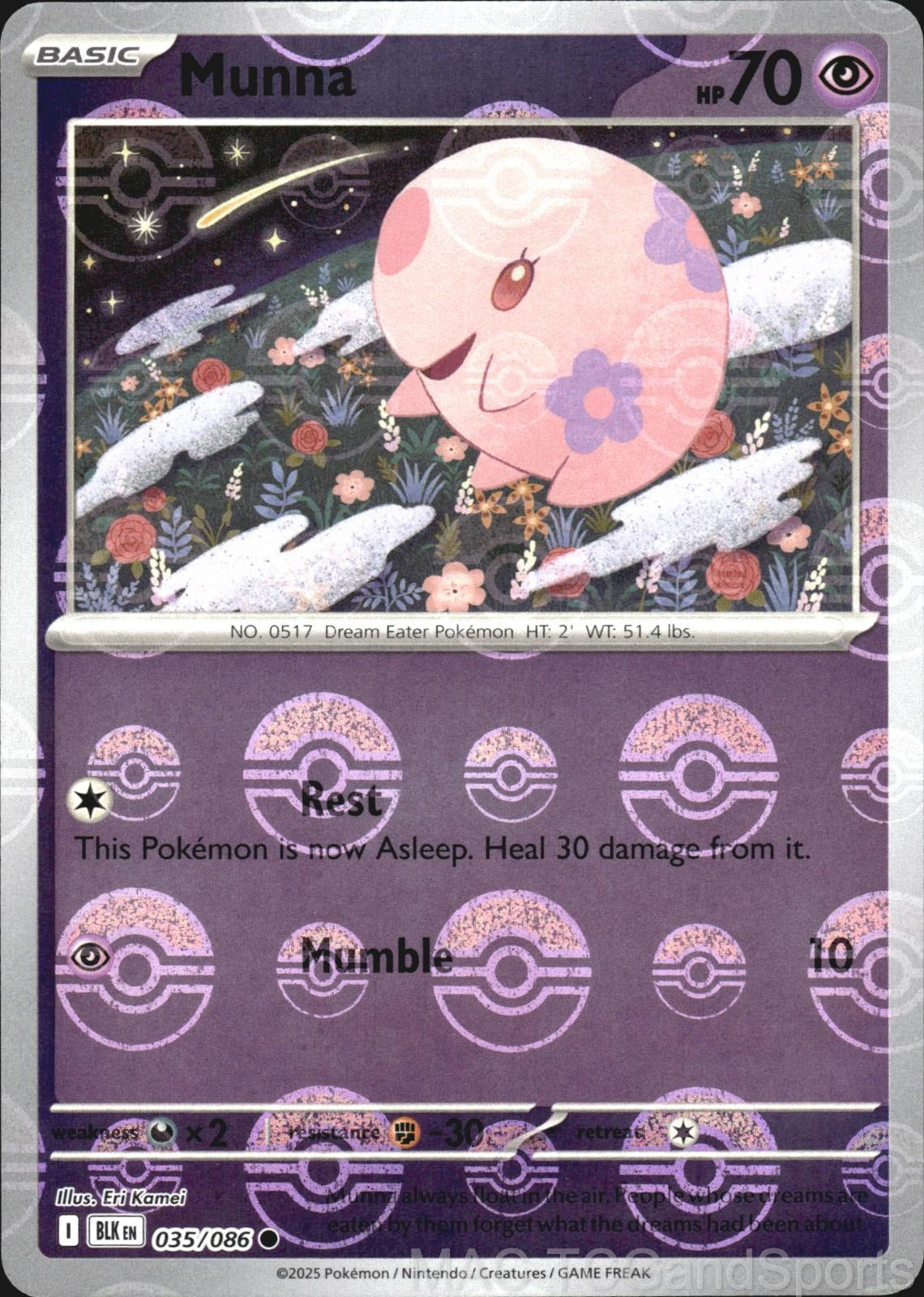 Munna (Poke Ball Pattern) 035/086 Holo Black Bolt Pokemon TCG NM