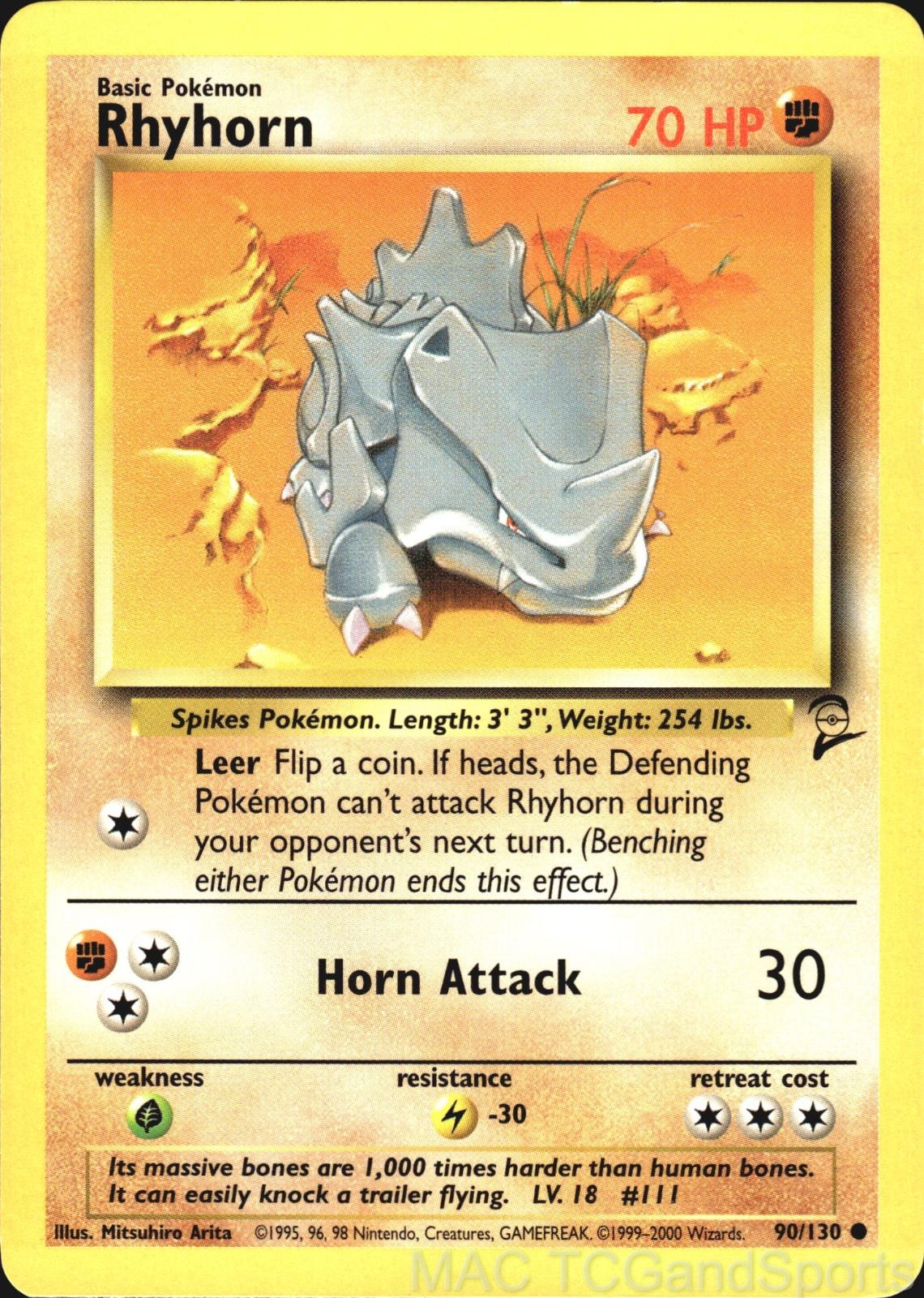 Rhyhorn 90/130 Base Set 2 Pokemon TCG LP