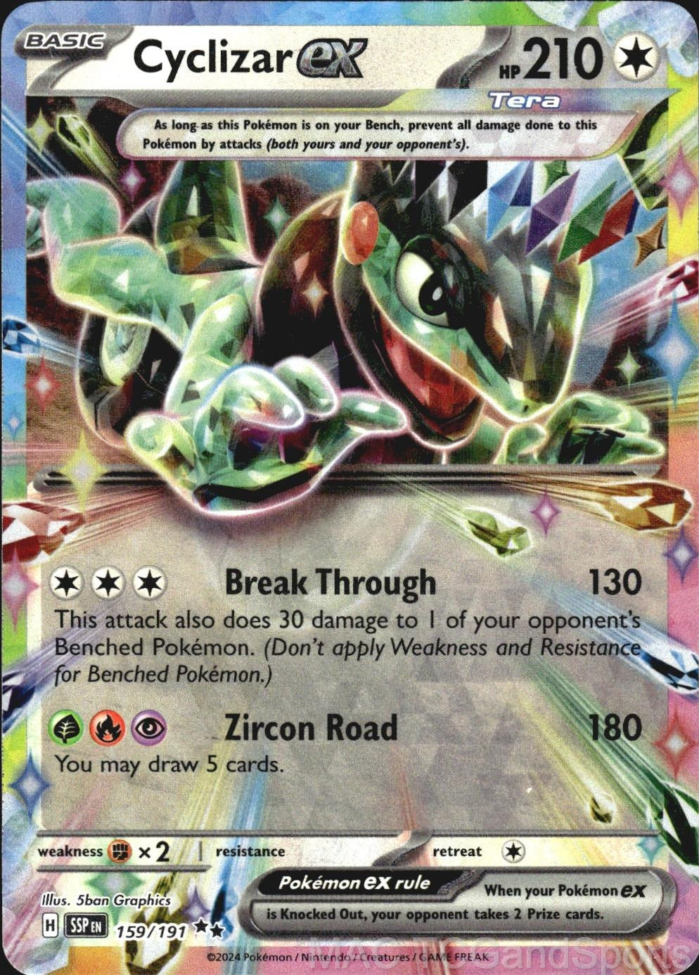 Cyclizar ex 159/191 Holo Surging Sparks Pokemon TCG NM