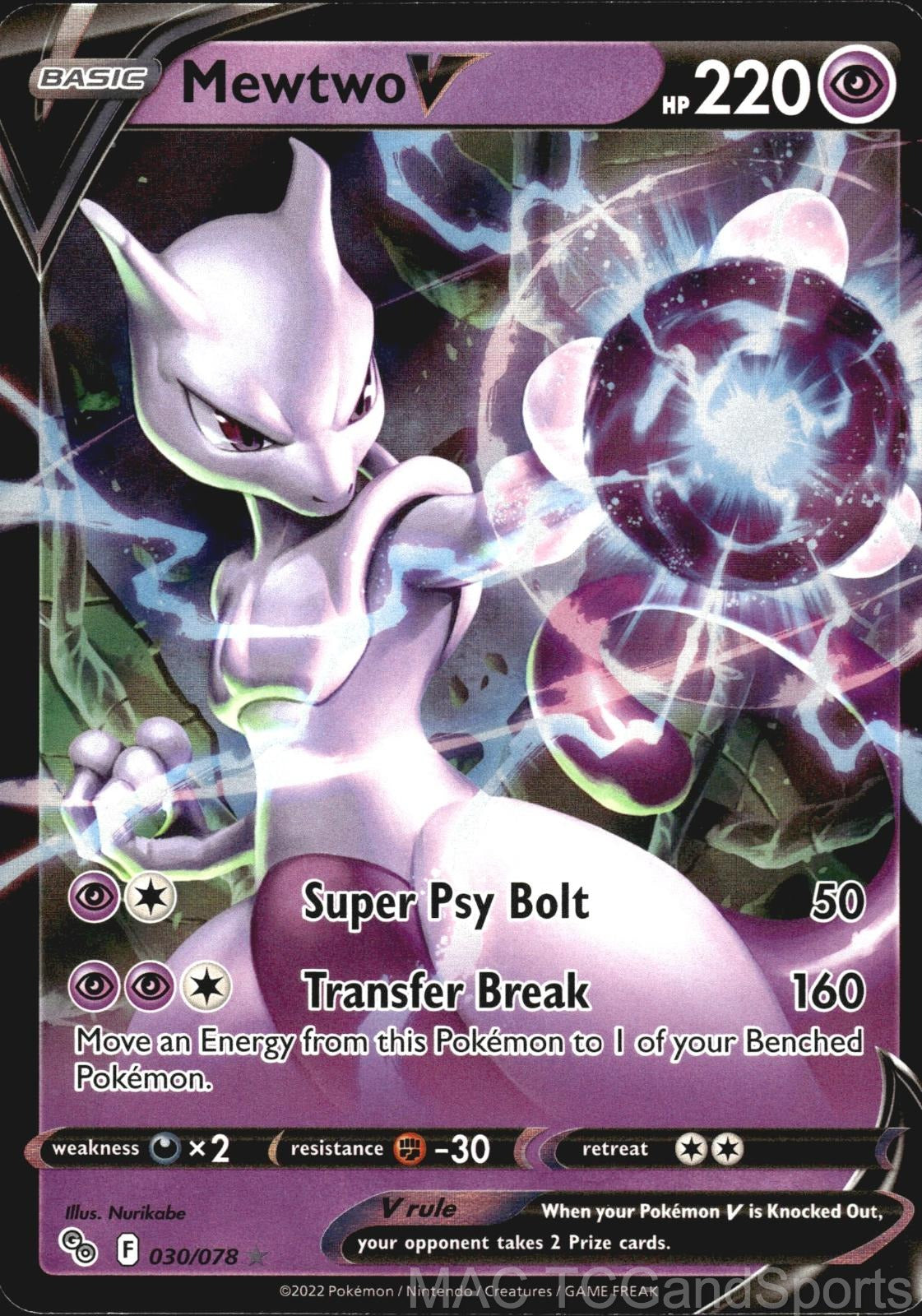 Mewtwo V 030/078 Holo Pokemon GO Pokemon TCG NM