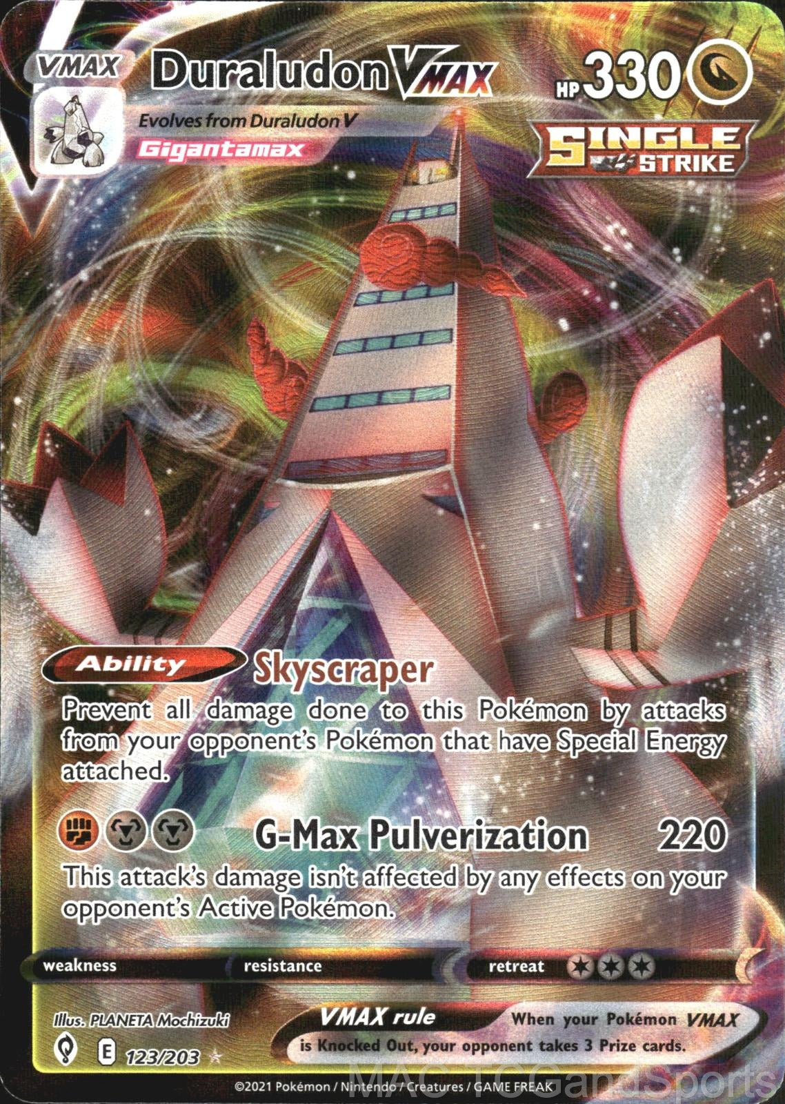 Duraludon VMAX 123/203 Holo Evolving Skies Pokemon TCG NM