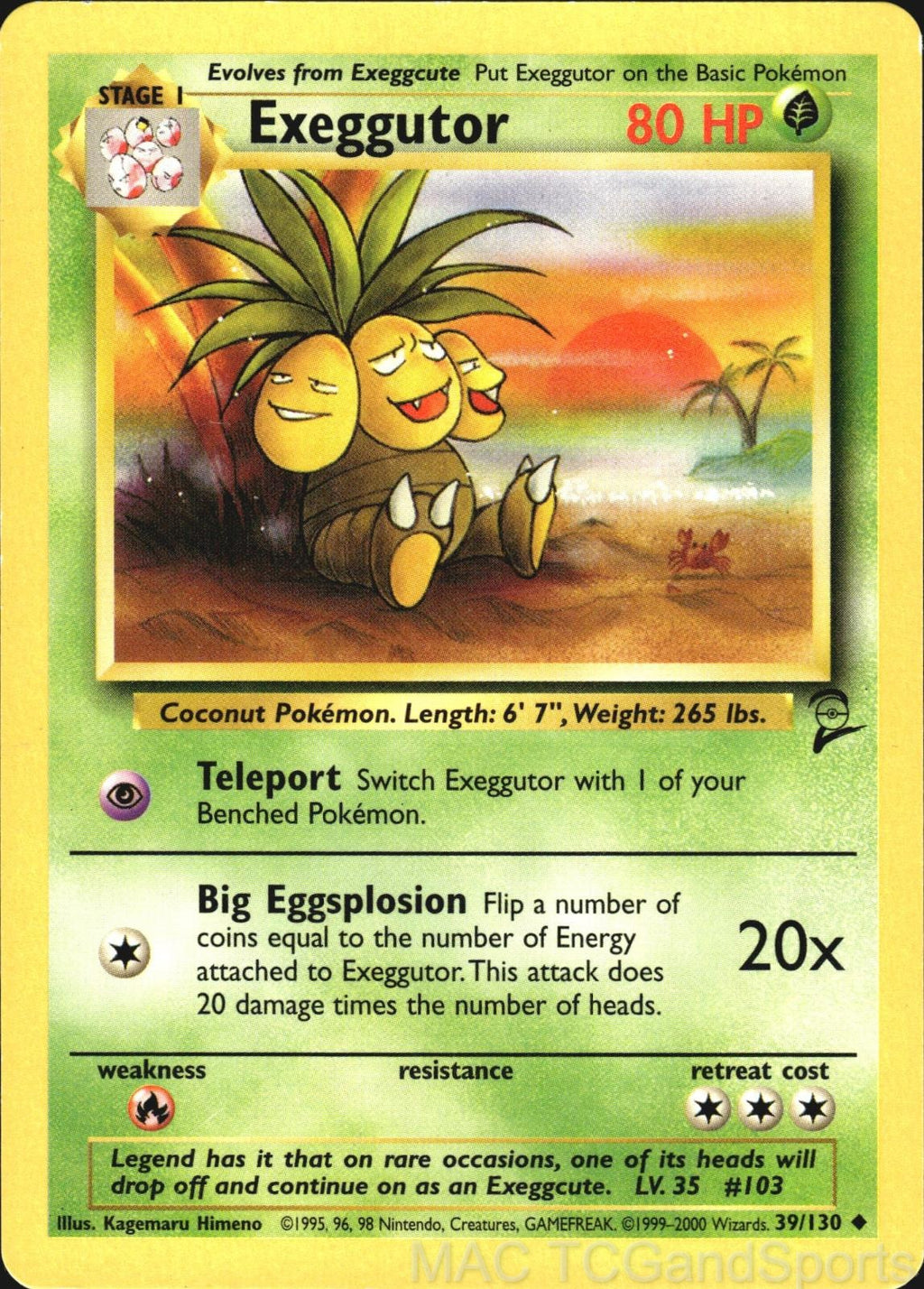Exeggutor 39/130 Base Set 2 Pokemon TCG LP