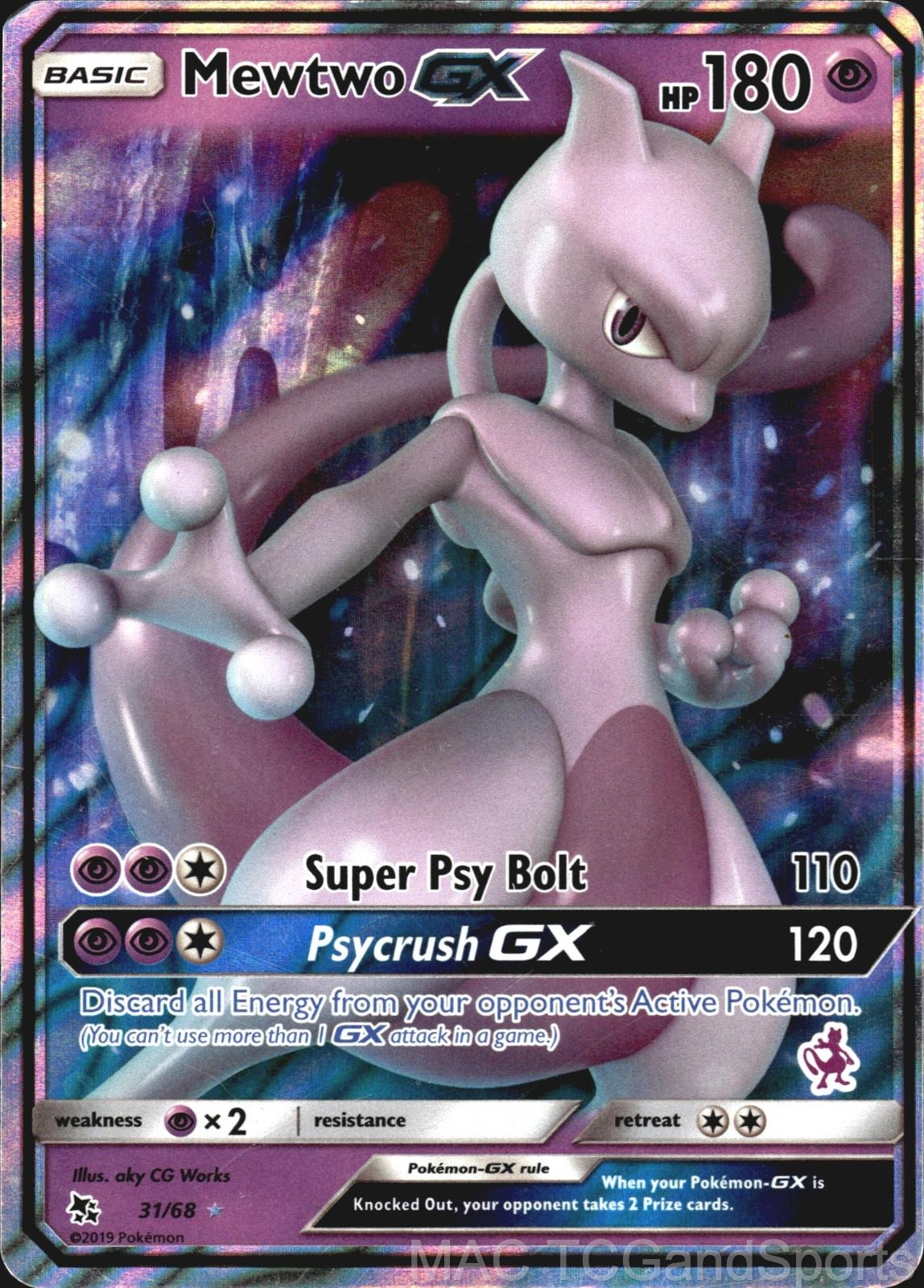 Mewtwo GX 31/68 Holo Hidden Fates Pokemon TCG LP