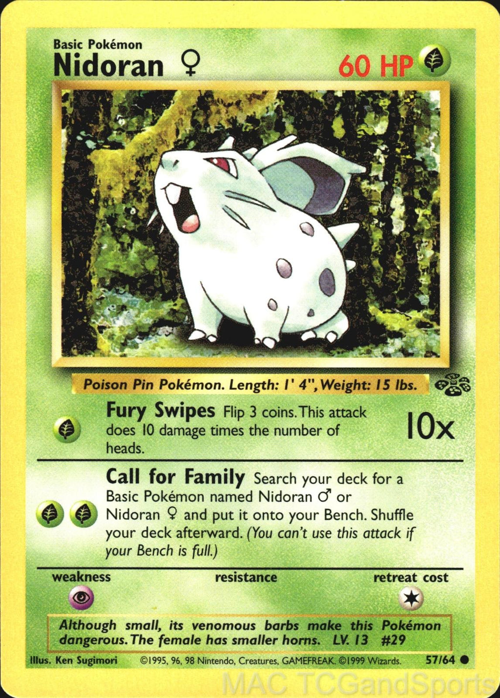 Nidoran F 57/64 Unlimited Jungle Pokemon TCG LP