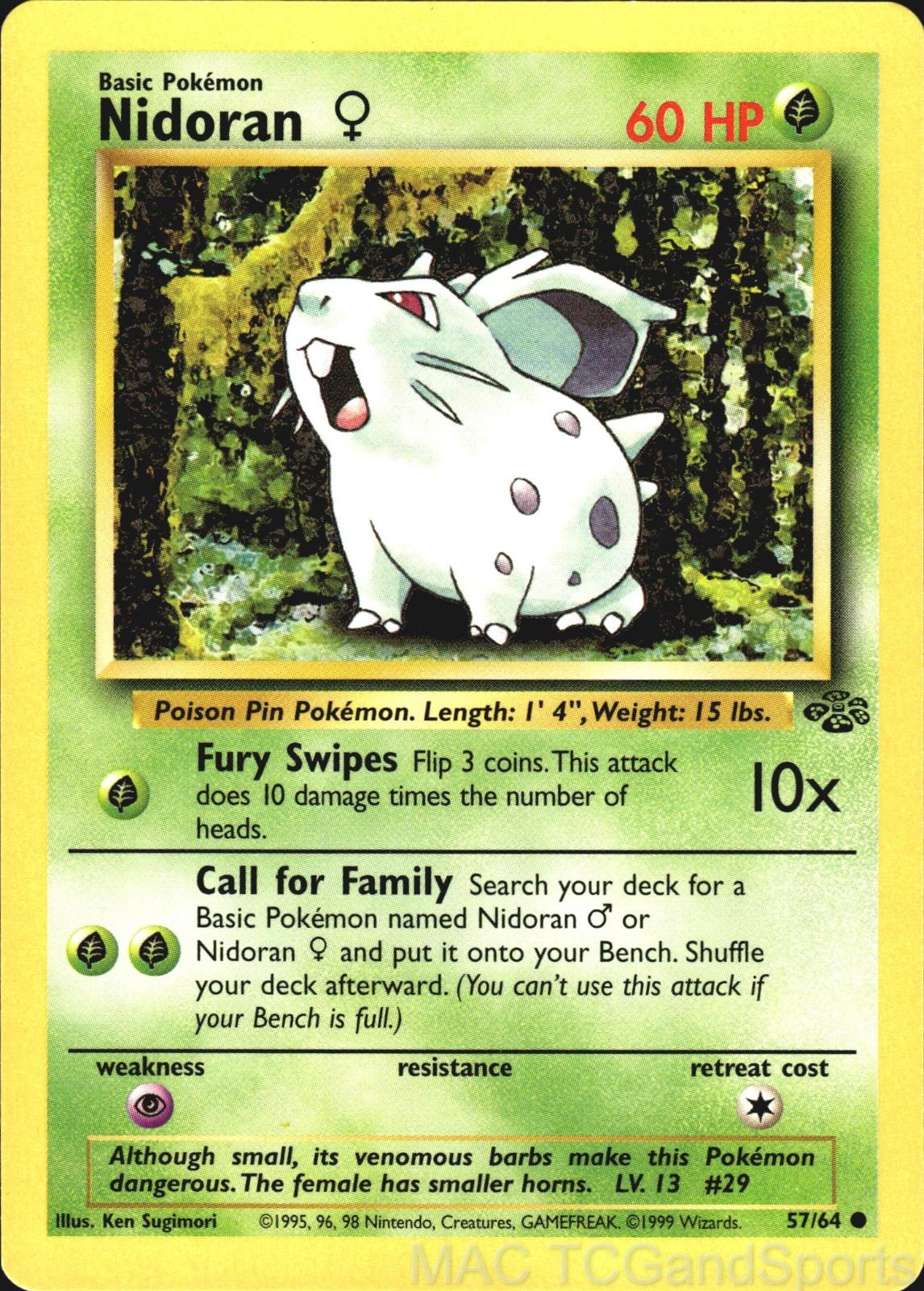 Nidoran F 57/64 Unlimited Jungle Pokemon TCG LP